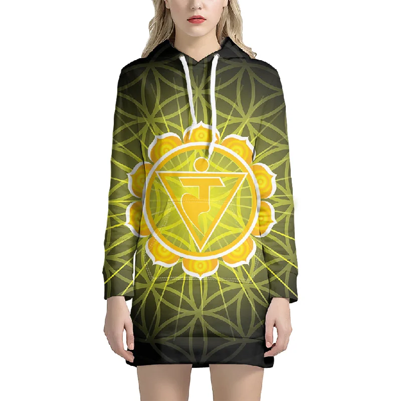 Manipura Chakra Spiritual Print Pullover Hoodie Dress
