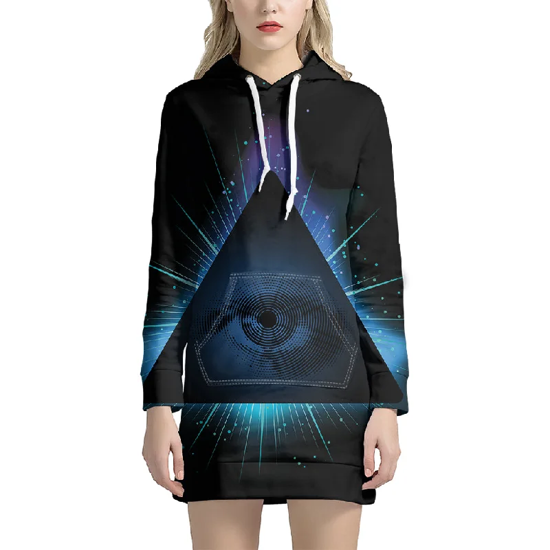 Masonic Eye All Seeing Print Pullover Hoodie Dress