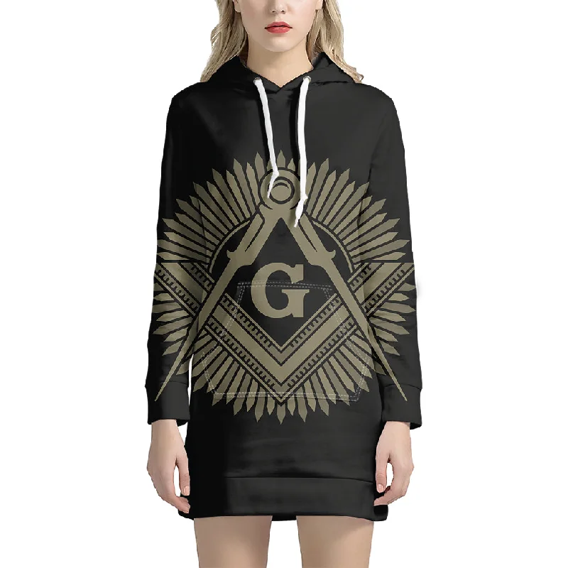 Masonic Freemasonry Print Pullover Hoodie Dress