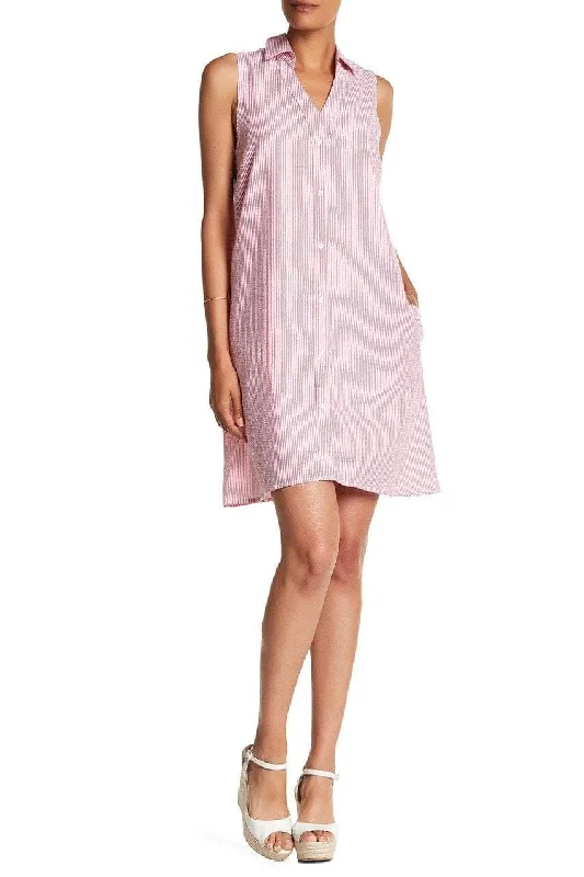 Nina Leonard - Collar Stripe Buttoned Dress L5888ASC