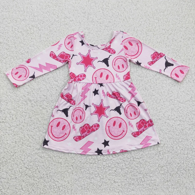 western pink smile girls dress