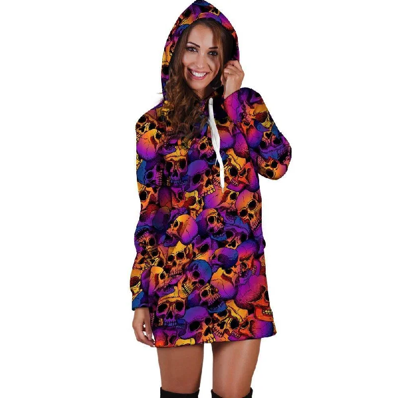 Purple Skull Hoodie Dress