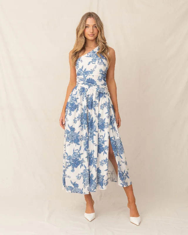 Regina Dress-Blue Print