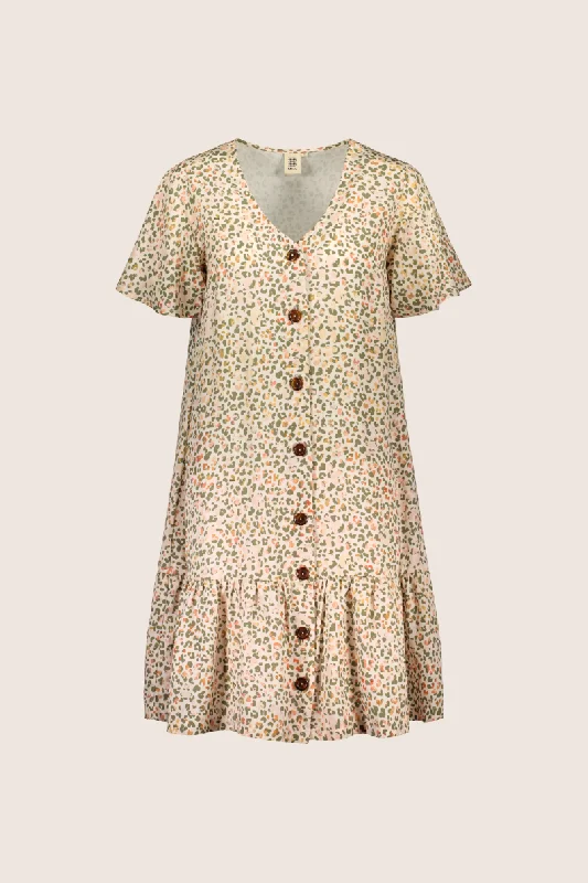 Sage Button Dress