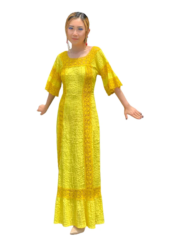 Vintage Yellow Lace Traditonal Dress