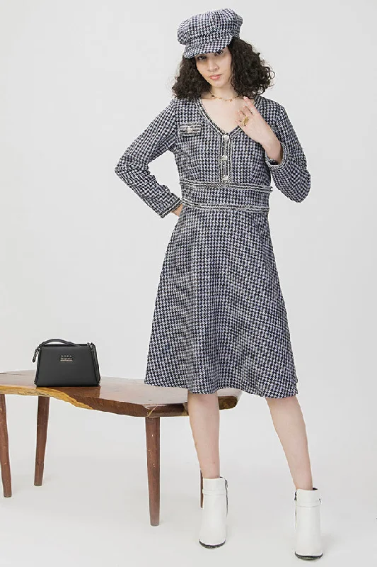 Winter Monochrome Tweed Dress