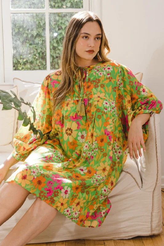 Blue Zone Planet | ODDI Full Size Floral Tied Neck Mini Dress Stylish Sweetheart Mini Dress Blue Zone Planet | ODDI Full Size Floral Tied Neck Mini Dress Stylish Sweetheart Mini Dress
