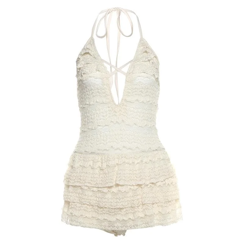 Halter self tie see through v neck hollow out cut out mini dress Trendy Button-Detail Mini Dress Halter self tie see through v neck hollow out cut out mini dress Trendy Button-Detail Mini Dress