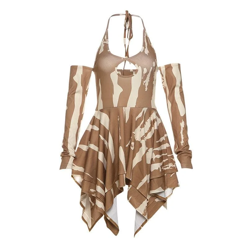 Long sleeve hollow out halter self tie ribbed cut out mini dress Chic Sleeveless Mini Dress Long sleeve hollow out halter self tie ribbed cut out mini dress Chic Sleeveless Mini Dress