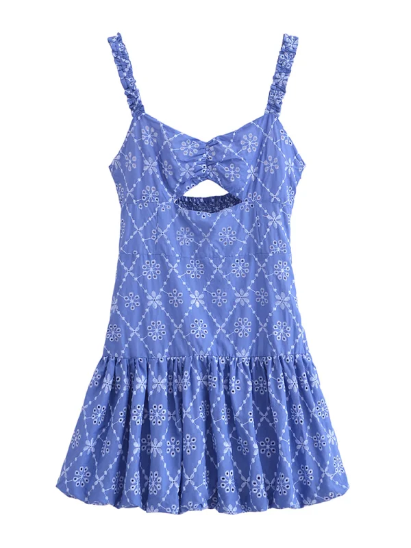 Blue Zone Planet | Olivia's Hollow Embroidery Slim Strappy Mini Dress Modern Satin Mini Dress Blue Zone Planet | Olivia's Hollow Embroidery Slim Strappy Mini Dress Modern Satin Mini Dress