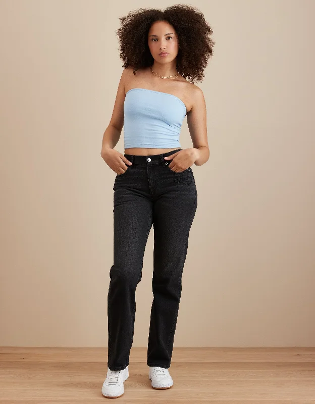 AE Stretch Curvy Straight Jean Stylish Paperbag Waist Denim