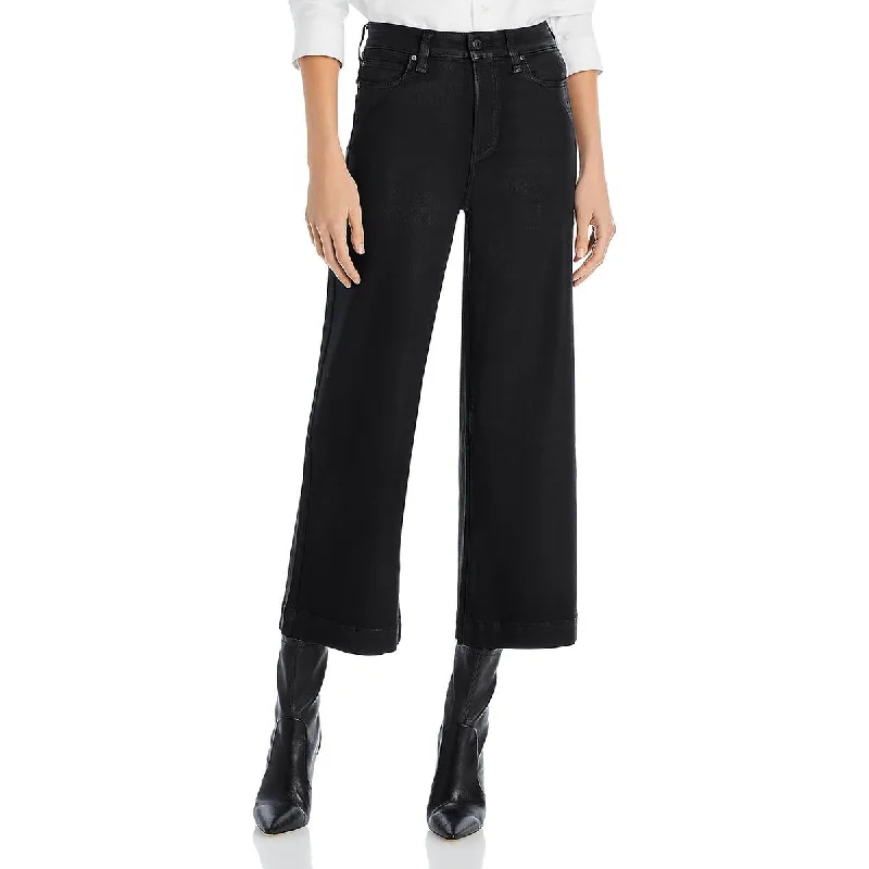 Anessa Womens High Rise Shimmer Wide Leg Jeans Casual Bootcut Ripped Jeans