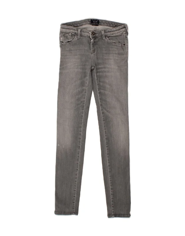 ARMANI JEANS Womens Skinny Jeans W26 L29 Grey Cotton Chic Vintage-Inspired Denim Jeans ARMANI JEANS Womens Skinny Jeans W26 L29 Grey Cotton Chic Vintage-Inspired Denim Jeans