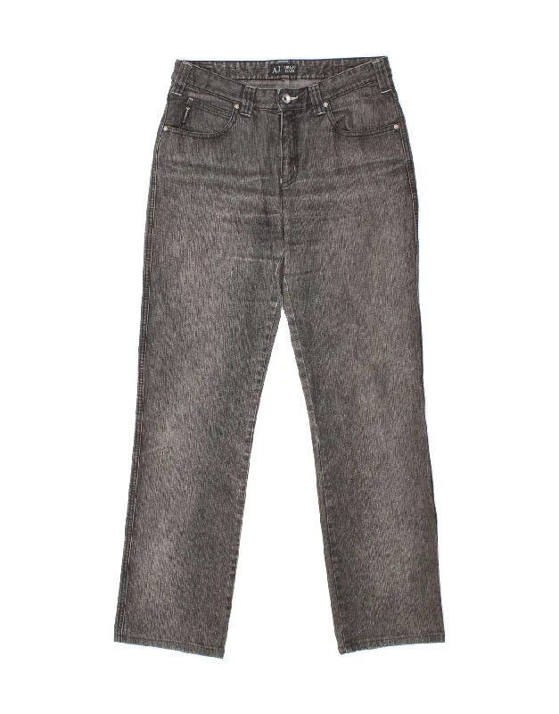 ARMANI Womens Straight Jeans W30 L30 Grey Cotton Fashionable Straight Cut Jeans