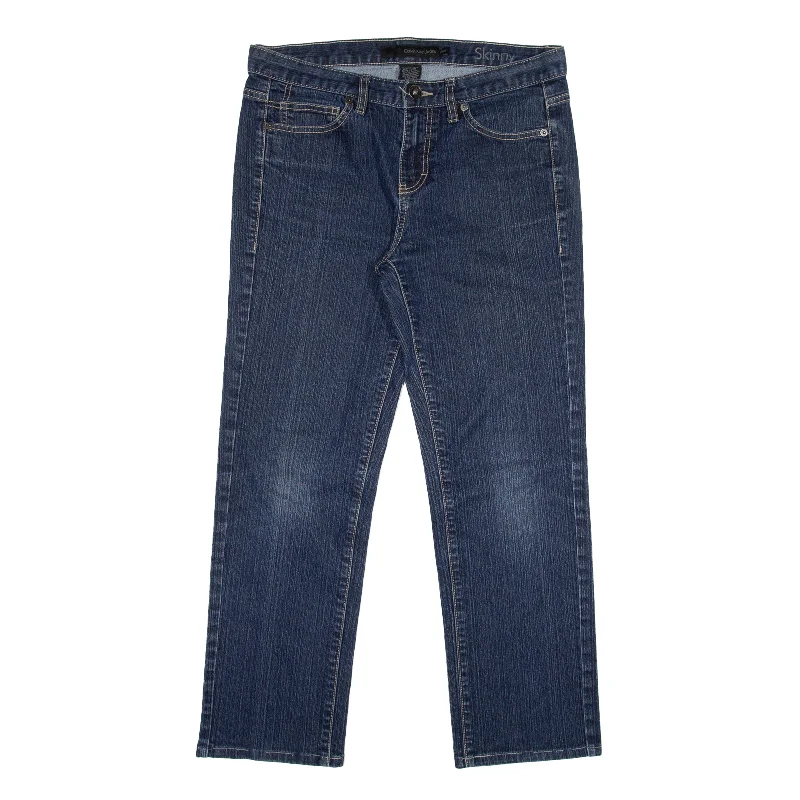 CALVIN KLEIN Crop Jeans Blue Denim Slim Skinny Womens W29 L26 Trendy Bootcut High-Waisted Jeans CALVIN KLEIN Crop Jeans Blue Denim Slim Skinny Womens W29 L26 Trendy Bootcut High-Waisted Jeans