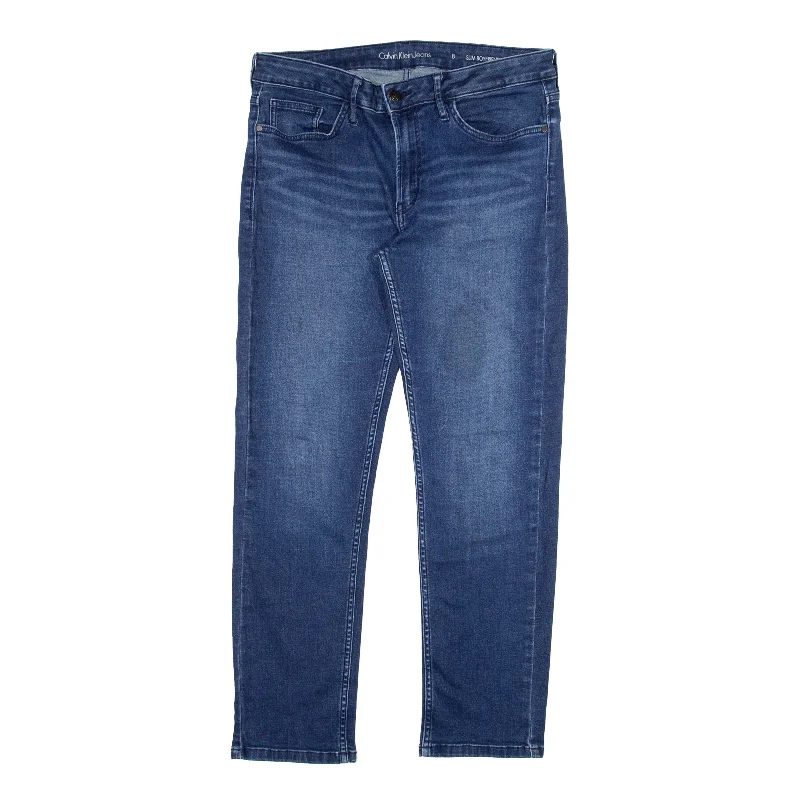 CALVIN KLEIN Jeans Blue Denim Slim Boyfriend Stone Wash Womens W32 L27 Elegant Tapered Leg Denim CALVIN KLEIN Jeans Blue Denim Slim Boyfriend Stone Wash Womens W32 L27 Elegant Tapered Leg Denim