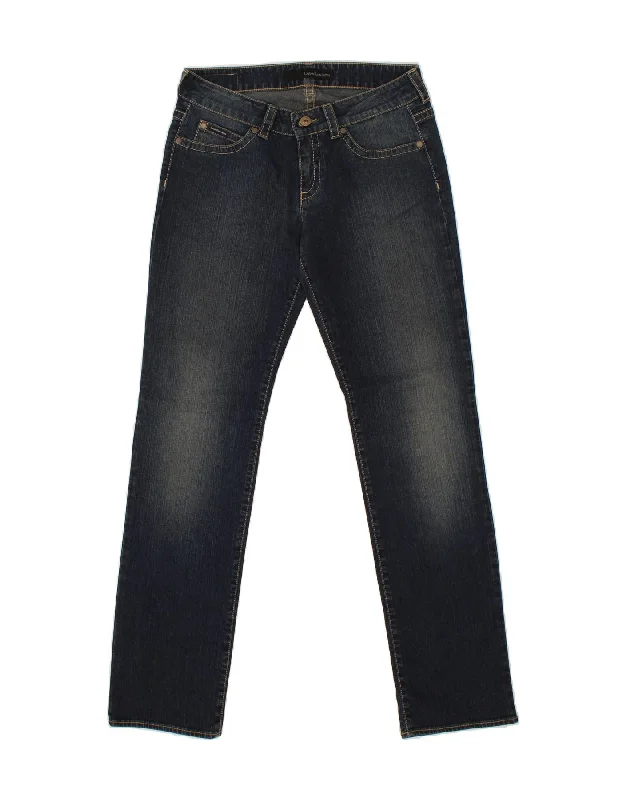 CALVIN KLEIN Womens Straight Jeans W29 L31 Navy Blue Cotton Casual Distressed Skinny Jeans