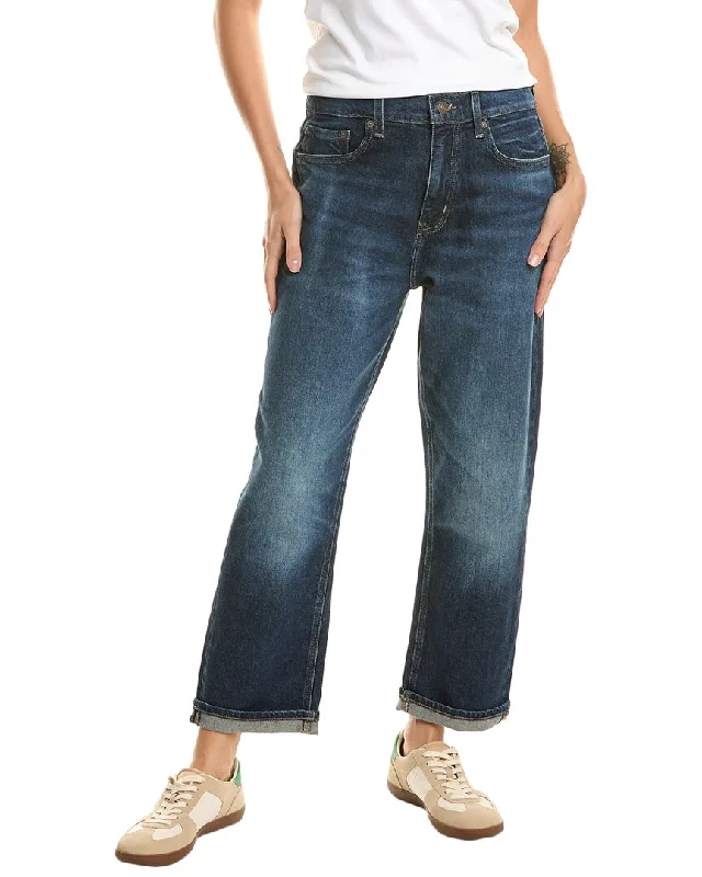 Current/Elliott The Boy Genius Blue Jay Boyfriend Jean Classic Blue Denim Jeans