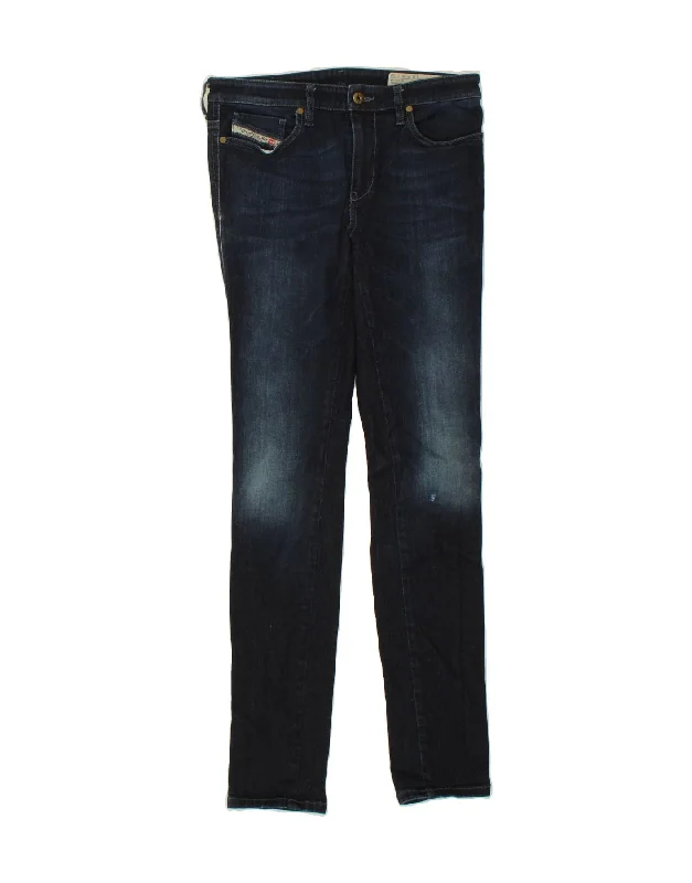DIESEL Womens Skinny Jeans W30 L32 Navy Blue Cotton Fashionable Slim Fit Jeans