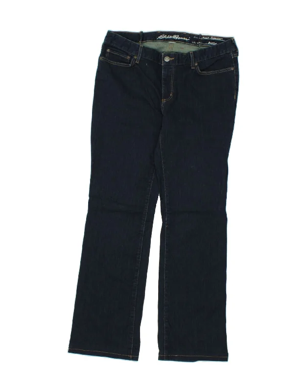 EDDIE BAUER Womens Straight Bootcut Jeans W32 L31 Navy Blue Cotton Trendy Button-Up High-Waist Jeans EDDIE BAUER Womens Straight Bootcut Jeans W32 L31 Navy Blue Cotton Trendy Button-Up High-Waist Jeans