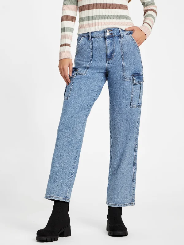 Hailey High-Rise Cargo Jeans Chic Double Waistband Jeans