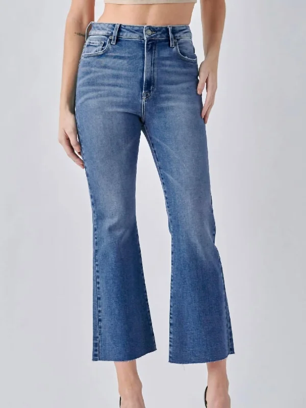Happi Hr Cropped Flare Jean In Perfect Wash Comfortable Folded Hem Jeans