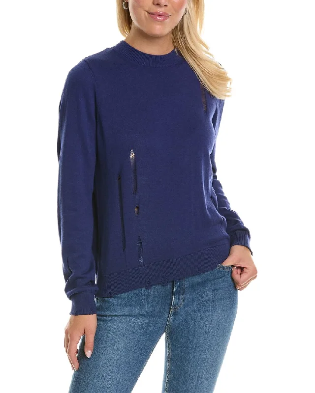 HUDSON Jeans Pleated Twist Back Cashmere-Blend Sweater Comfortable Boyfriend Jeans