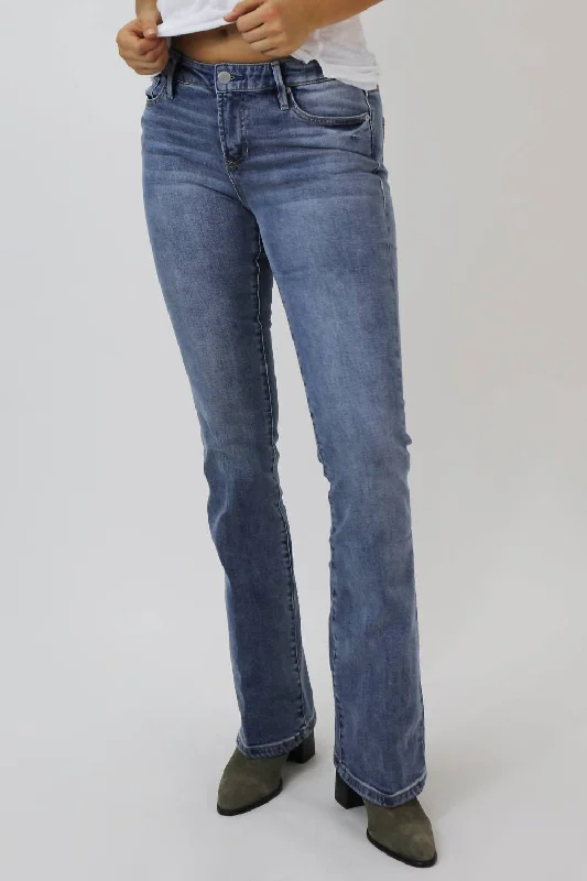 Jaxtyn High Rise Bootcut Jean In Waikiki Fashionable Raw Hem Bootcut Jeans