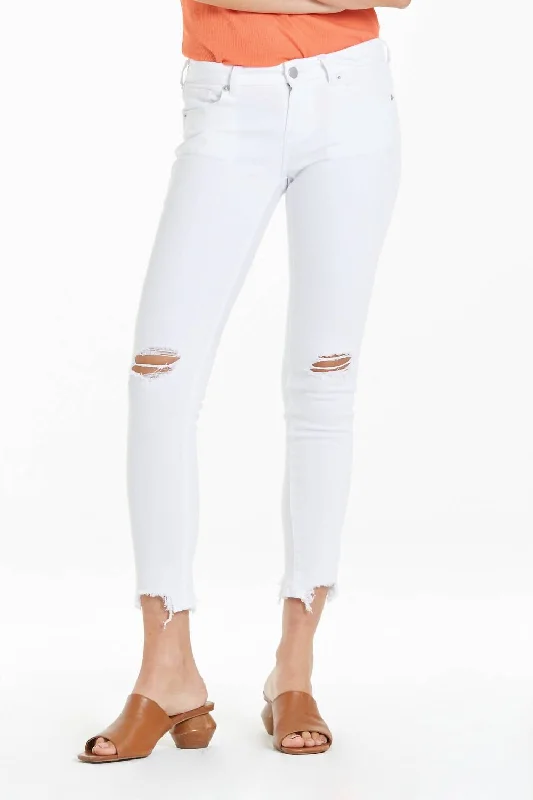 Joyrich Mid Rise Ankle Skinny Jean In Optic White Cozy Tencel Blend Denim Jeans