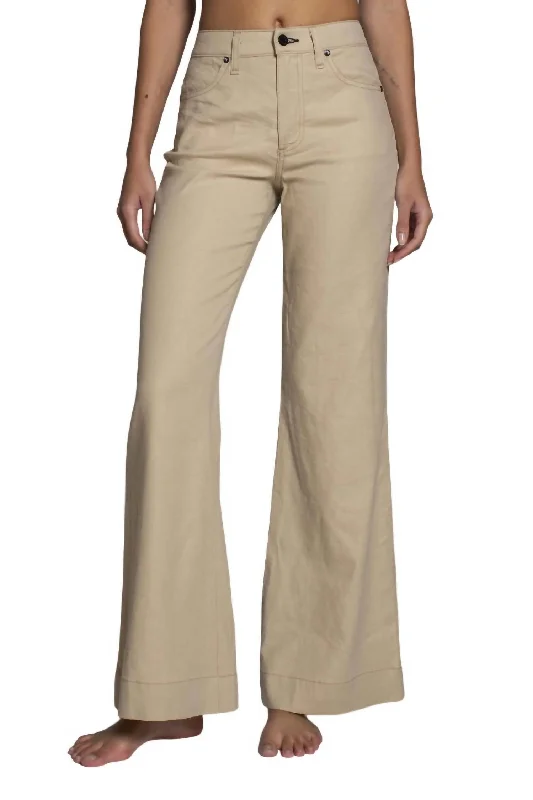 Juniper Wide Leg Jeans In Khaki Comfortable Faded High-Rise Jeans