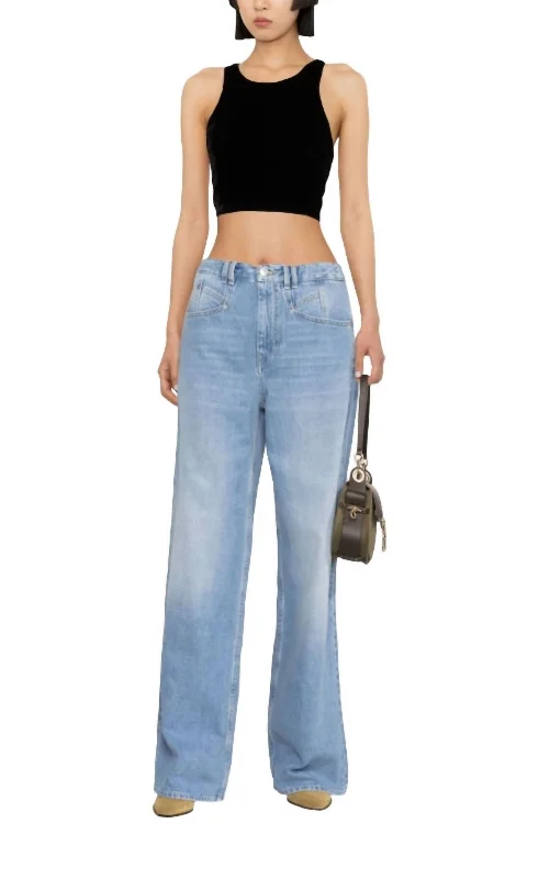Lemony Wide Leg Jeans In Light Blue Stylish Slim Fit Denim