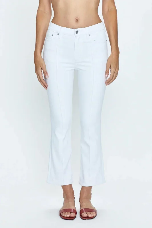 Lennon High Rise Boot Jeans In Le Blanc Elegant Tapered Leg Denim