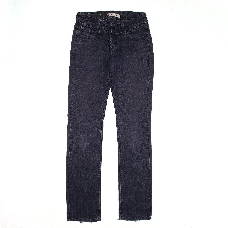 LEVI'S 571 Distressed Jeans Black Denim Slim Straight Womens W25 L32 Fashionable Slim Fit Jeans LEVI'S 571 Distressed Jeans Black Denim Slim Straight Womens W25 L32 Fashionable Slim Fit Jeans