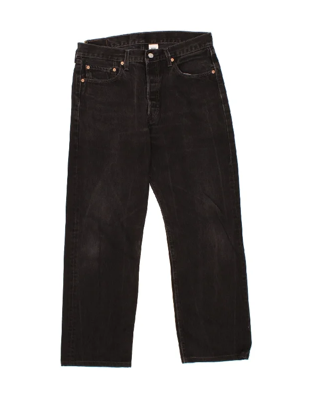 LEVI'S Womens 501 Straight Jeans W34 L32  Black Cotton Comfortable Mid-Rise Jeans