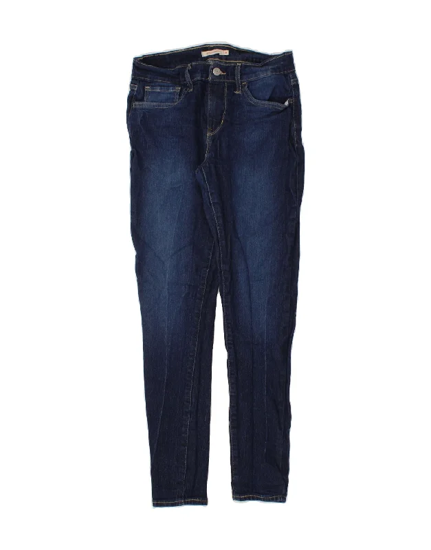 LEVI'S Womens 710 Super Skinny Jeans W28 L27  Navy Blue Cotton Elegant High-Waisted Flared Jeans