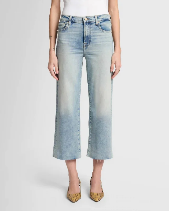 Luxe Vintage Cropped Alexa Jeans In Desert Sky Trendy Button-Up High-Waist Jeans