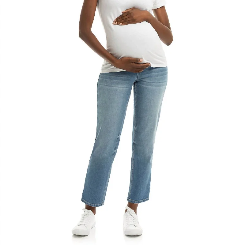 Maternity 28" Straight With Bellyband Jeans In Kinsley Fashionable White Denim Jeans Maternity 28" Straight With Bellyband Jeans In Kinsley Fashionable White Denim Jeans
