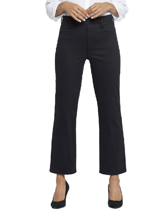 NYDJ Bailey Black Straight Jean Fashionable Raw Hemmed Jeans