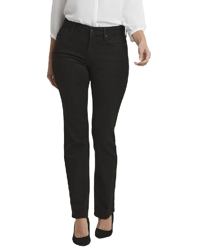 NYDJ Marilyn Black Straight Jean Cozy Stretch High-Waist Jeans