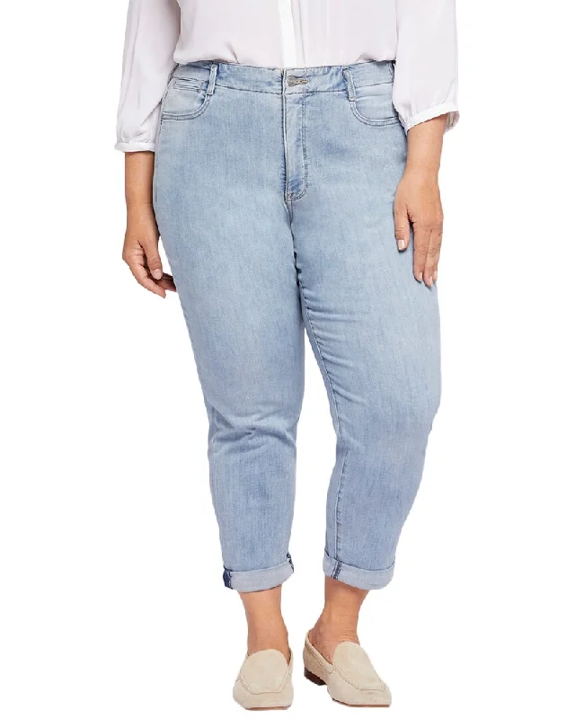 NYDJ Plus Girlfriend High-Rise Skinny Jean Fashionable White Denim Jeans