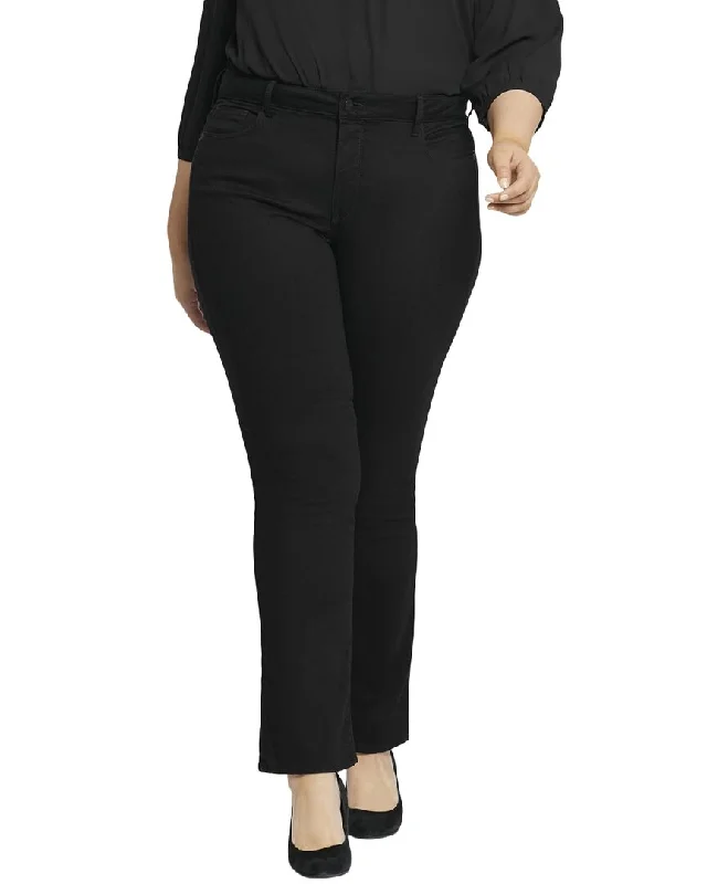 NYDJ Plus Marilyn Black Straight Jean Casual Bootcut Ripped Jeans