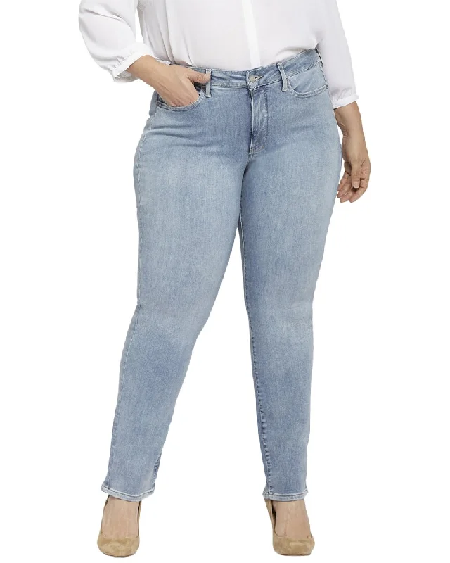 NYDJ Plus Marilyn Haley Straight Jean Stylish Stone-Wash Denim Jeans