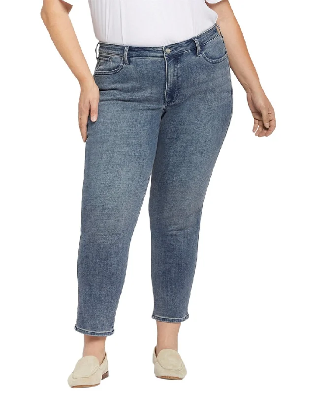 NYDJ Plus Stella Tapered Skinny Jean Stylish Shredded Denim Jeans