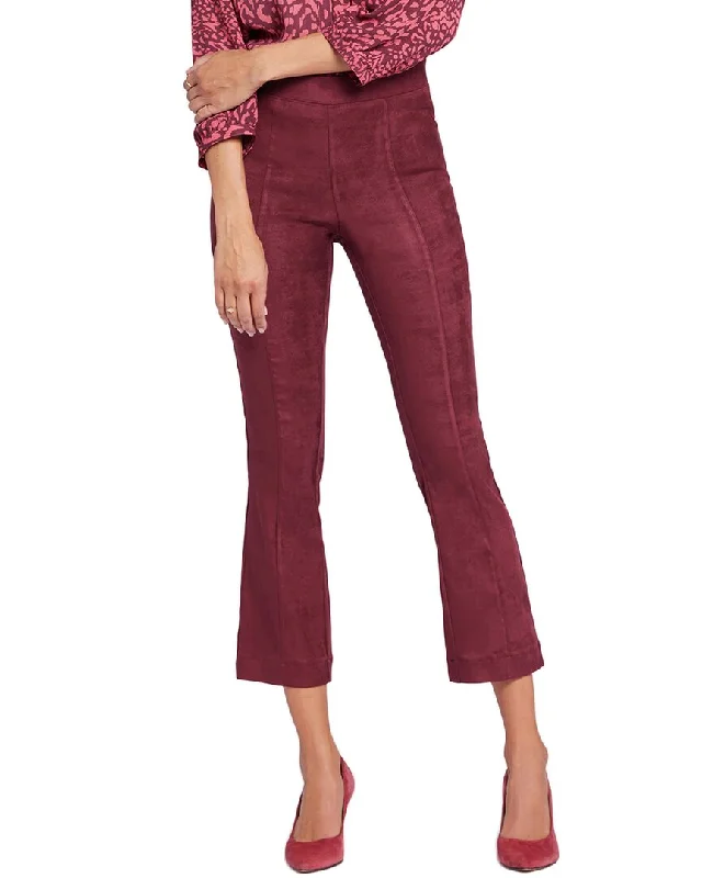 NYDJ Suede Dark Cherry Bootcut Jean Fashionable Raw Edge Jeans