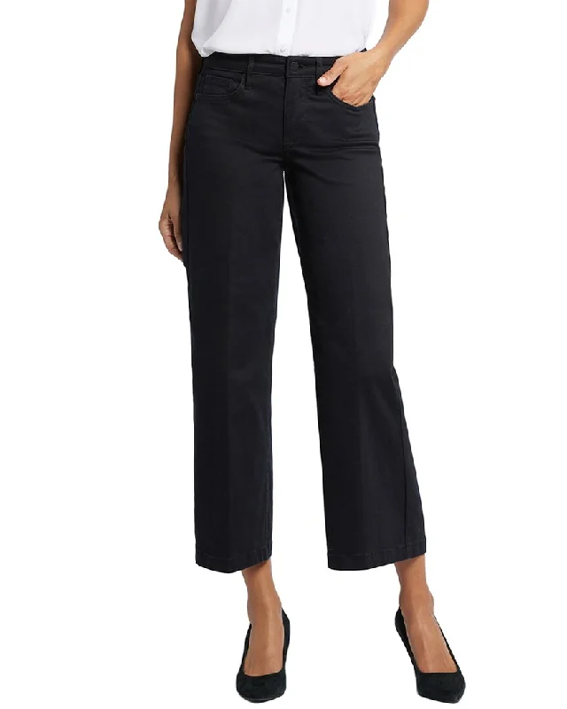 NYDJ Teresa Black Wide Leg Jean Comfortable Faded High-Rise Jeans
