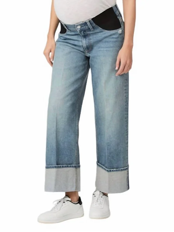 Sasha Ankle Maternity With Wide Cuff Jeans In Story Book Stylish Tapered Fit Jeans