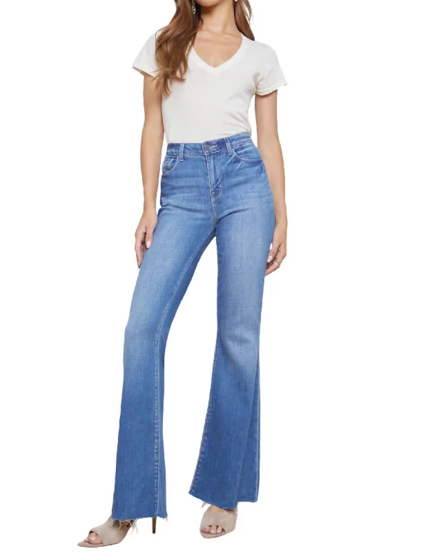 Sera Sneaker Flare Jeans In Bordello Stylish High-Rise Mom Jeans