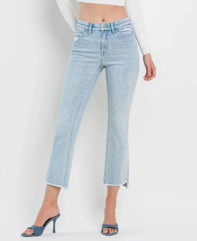 She's My Type Flare Jeans In Light Wash Chic Rip-Detail High-Waist Jeans