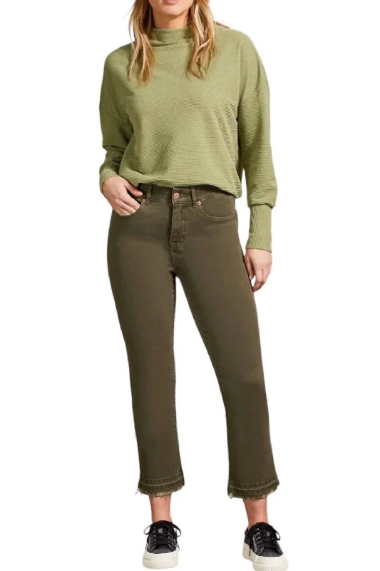 Sophia Curvy Micro Flare Jeans In Olive Cozy Stretch High-Waist Jeans
