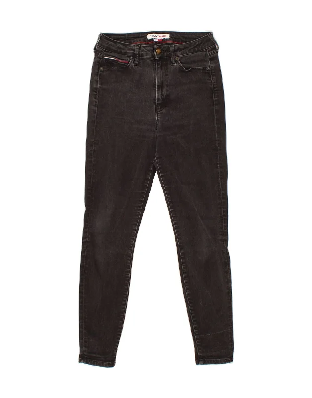 TOMMY HILFIGER Womens Skinny Jeans W27 L28 Black Cotton Stylish High-Waisted Denim